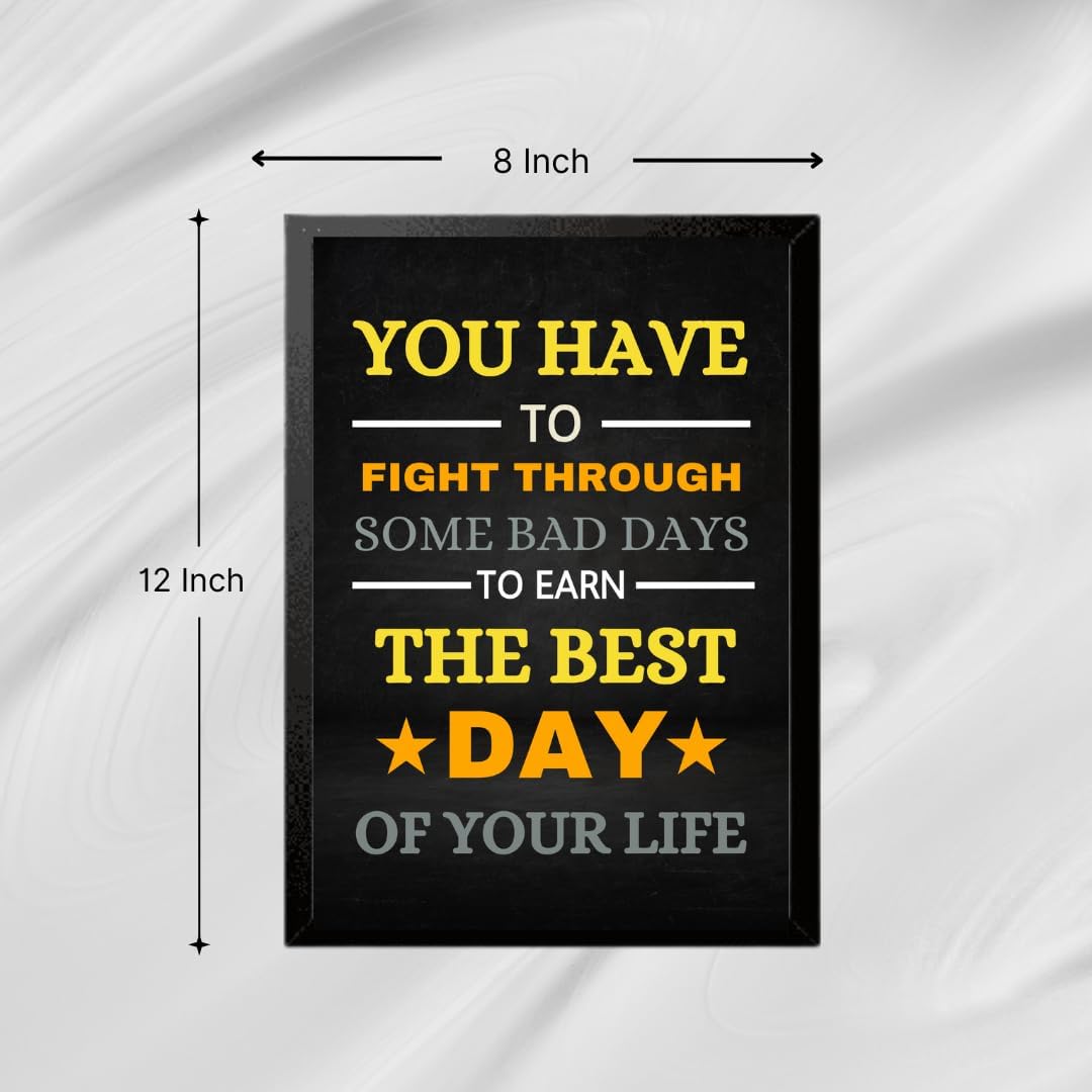 Motivation Wall Frame for Home, Office & Study Room | "Fight Through Bad Days" Inspirational Quote | Wall Frame Decoration 8x12 Inch | Bedroom Living Room Gym Wall Decor | Black Photo Frame 1