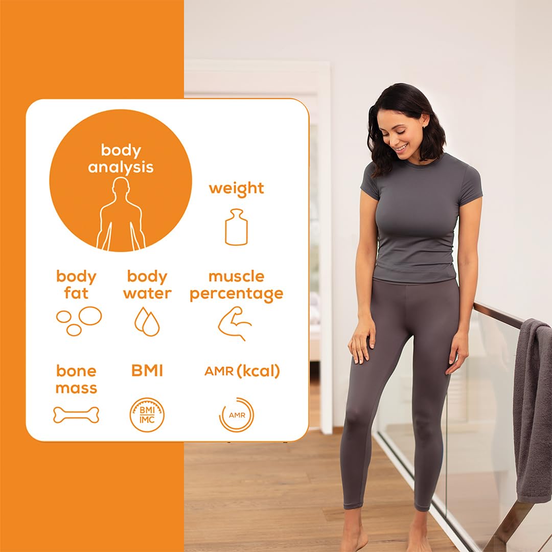 Beurer BF 195 Pèse-personne impédancemètre en verre pour la détermination de la graisse corporelle, de la masse musculaire et des besoins en calories, jusqu'à 180 kg