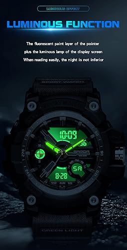 Miniatura 6 de KXAITO Reloj deportivo analógico para hombre, reloj militar para exteriores, cronómetro, digital, electrónico, grande, pantalla doble, impermeable,