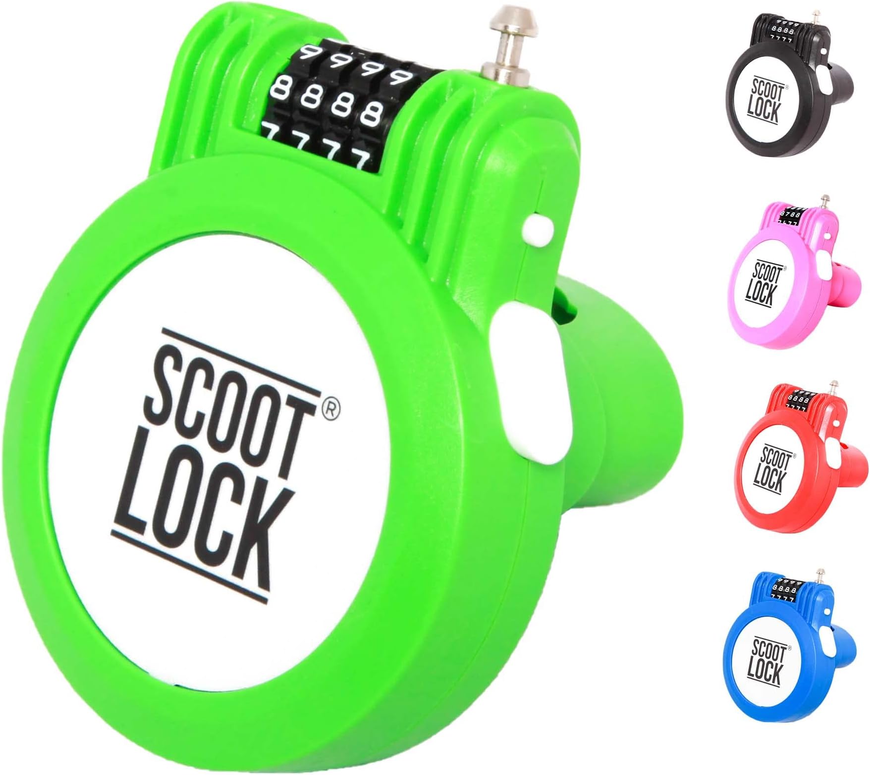 SCOOT LOCK® Portable Combination Scooter Lock and Bike Lock New Reinforced Bicycle Lock and Scooter Lock Wire Chain Cable Micro Trunki Segway Birdie Ozbozz EVO Stoy for Kids Children + Adults (Green)