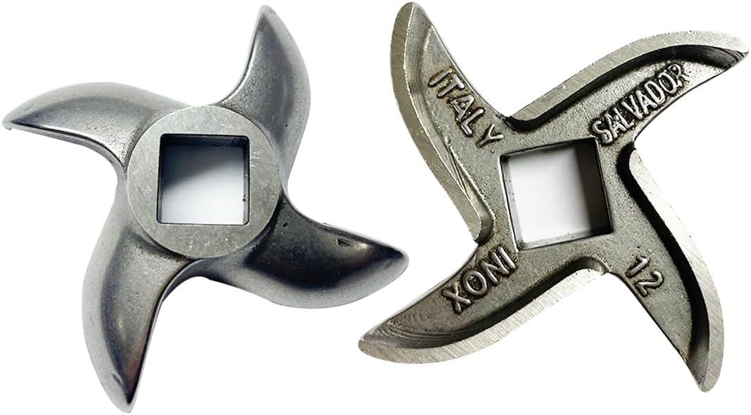 #12 Meat Grinder Blade Stainless Steel Knife Cutter Replacement, Please check the size and shape(2 PCS)