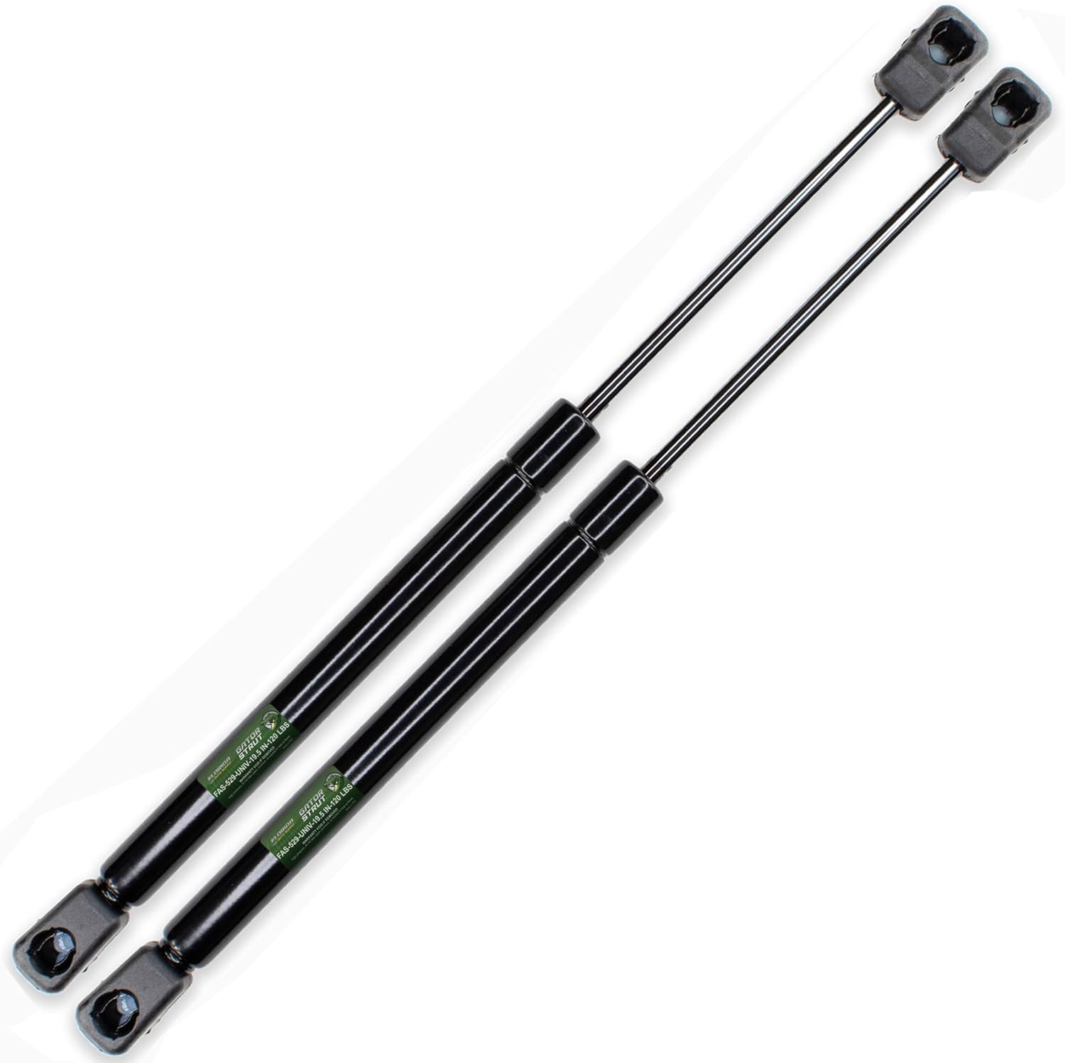 Two Pack 19.5" inches Long Extended, 120 LB Force Pressure, 10 mm Tube End, 10mm Rod End. Universal Lift Support -Compatible with: C16-08055 -Gas Shock -by Gator Strut, FAS-529-UNIV-19.5 IN-120 LBS-2