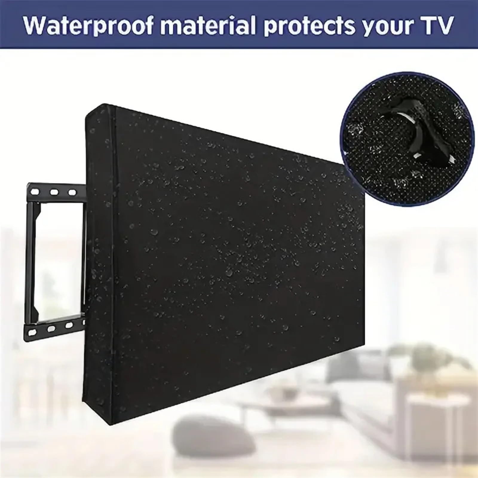 Cubierta Para Tv Funda de Tela Gruesa for TV al Aire Libre o televisores Exteriores con Bolsillo for Control Remoto TV Impermeable, Resistente a la Intemperie y al Polvo(Grey,46x48inch TV)