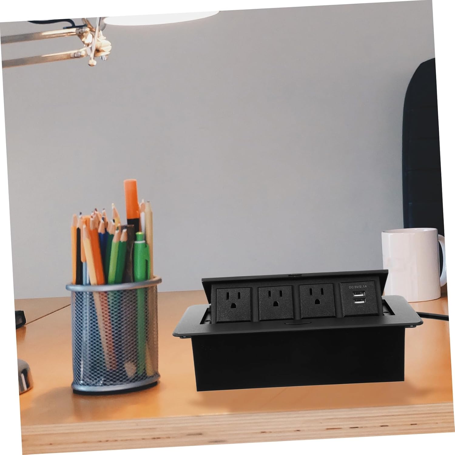 ABOOFAN Desktop Socket Power Outlet Box USB Ports -up Charging Station for Conference Tables Office Desks and Cord
