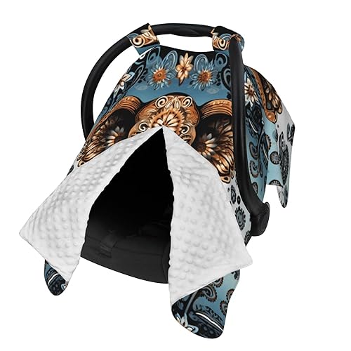 Miniatura 2 de Baby Car Seat Canopy Cover for Mom, Soft Breathable Nursing Breastfeeding Covers Multi Use Stroller Sun Shade Newborn Shower GiftElephant Pattern