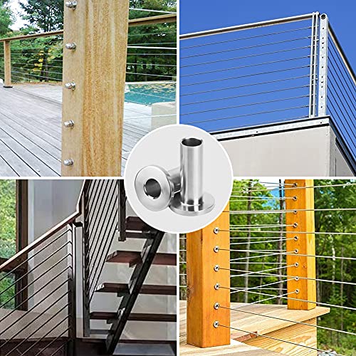 Zerotop Stainless Steel Protective Sleeves For 1/8" Wire Rope Cable Railing Straight Post Protector With Drill Bit 60 Pack 316 Marine Grade For Wood Post Diy Balustrade Staircase Deck Cable Railing #TOP6