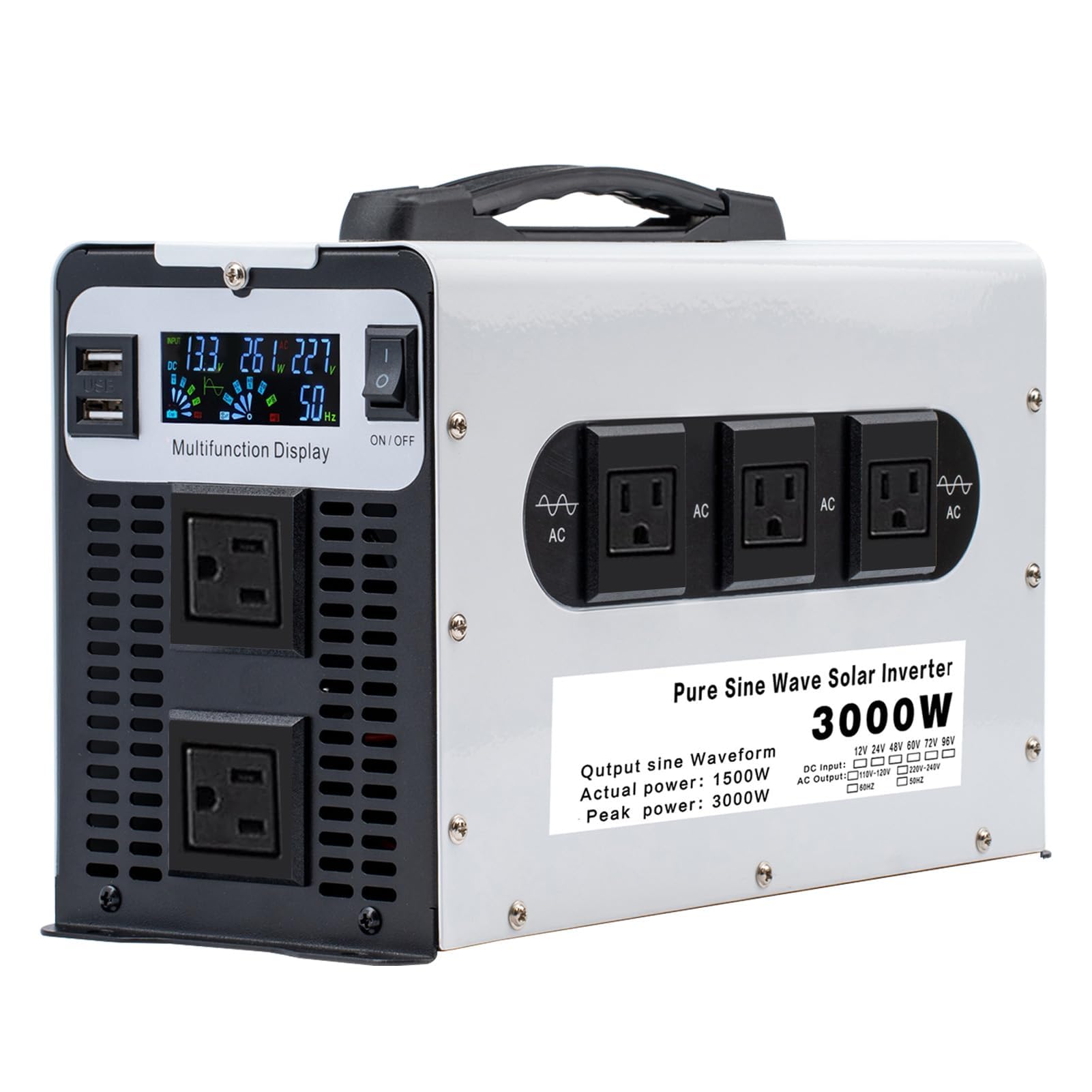 Onduleur sinusoïdal pur 3000W convertisseur de puissance voiture 12V 24V 220V