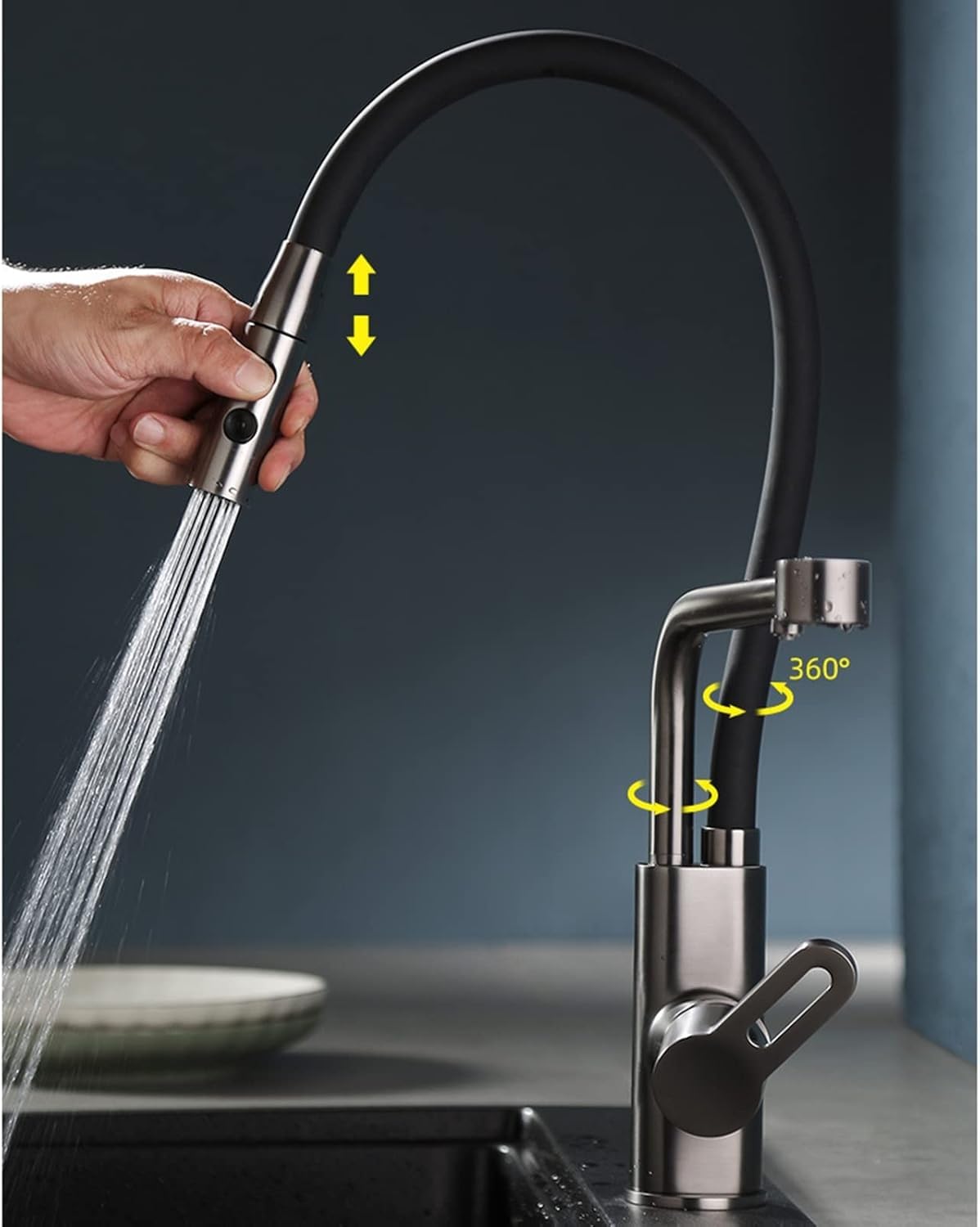 Robinet d'évier de Cuisine 3 Voies, en Laiton, pour Filtre à Eau (Gris)