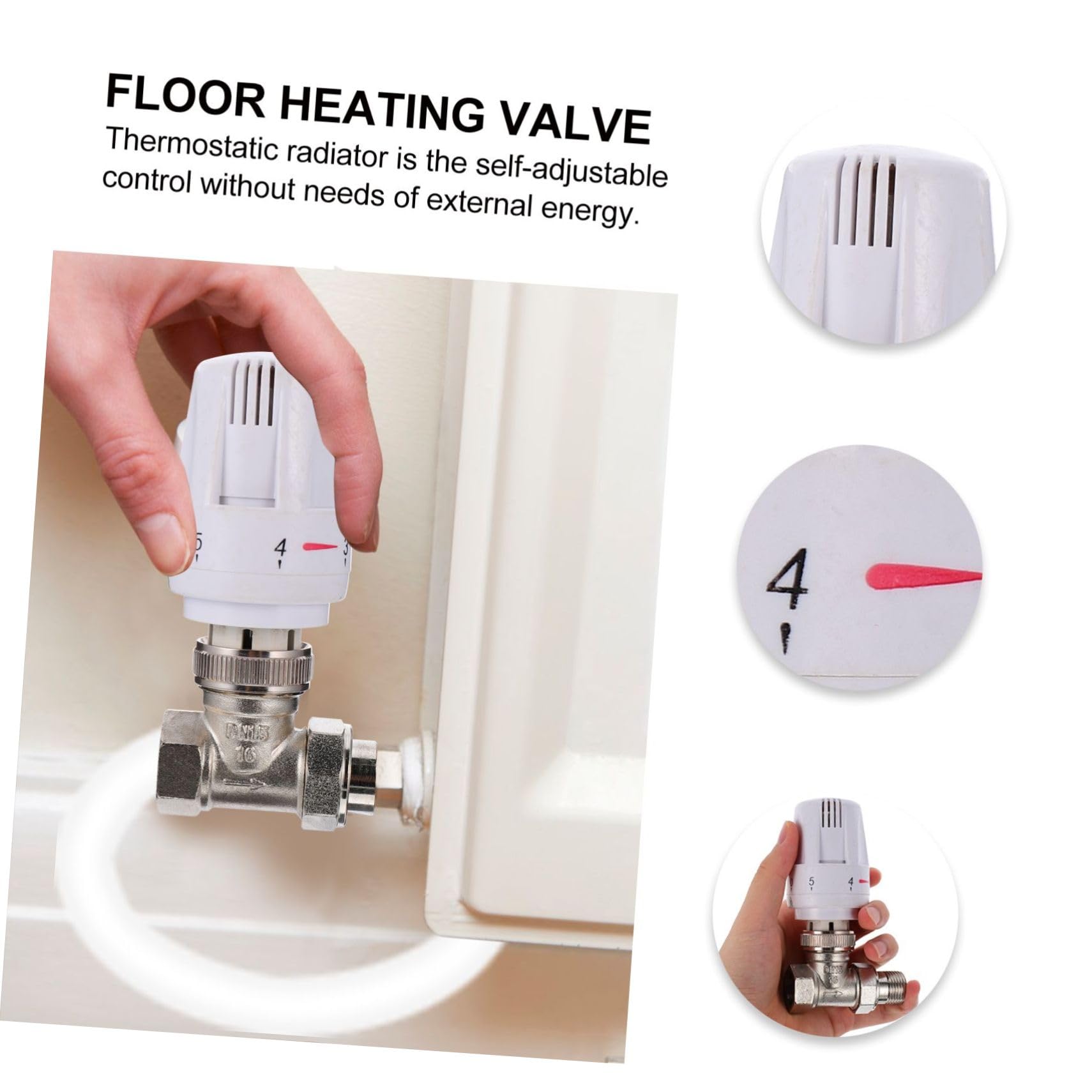 Valvola Termostatica per Radiatore in Ottone, Controllo Temperatura | Tipo a Due Vie, Regolazione Autonoma del Calore, Finitura Creativa Resistente All'usura