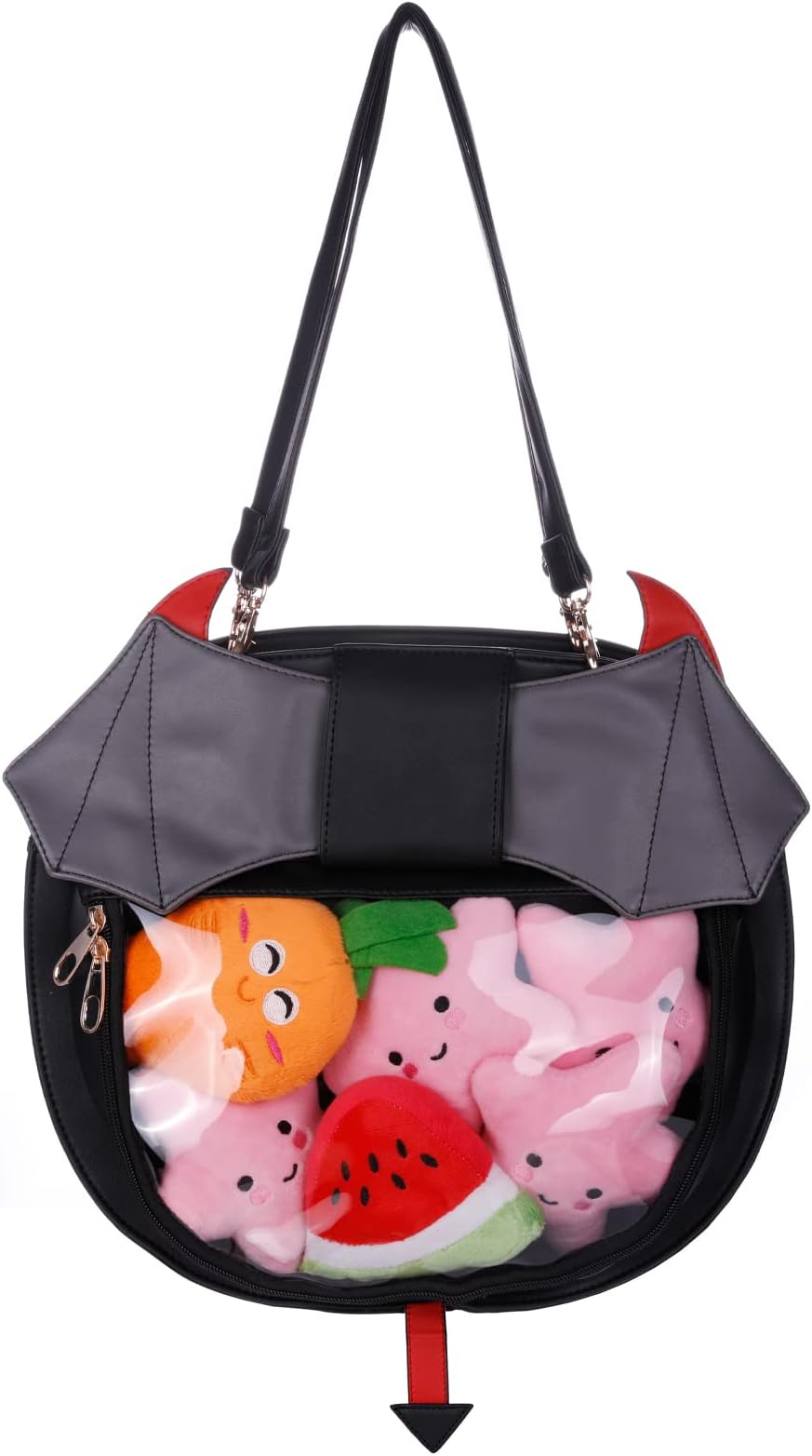 FASCINATING Clear Candy Leather Handbag Kawaii Purse Transparent Backpacks For Girls Devil Bat Wings Crossbody Bags Lolita