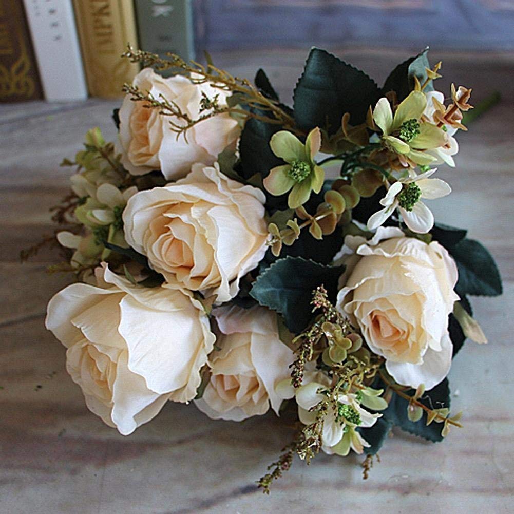 WorldCare® Beautiful Rose Charming Delightful Silk Flower Arrangement Large Palace Rose Artificial Flowers Hotel Wedding Home Decorative Flower Pink (Vase Not Included)