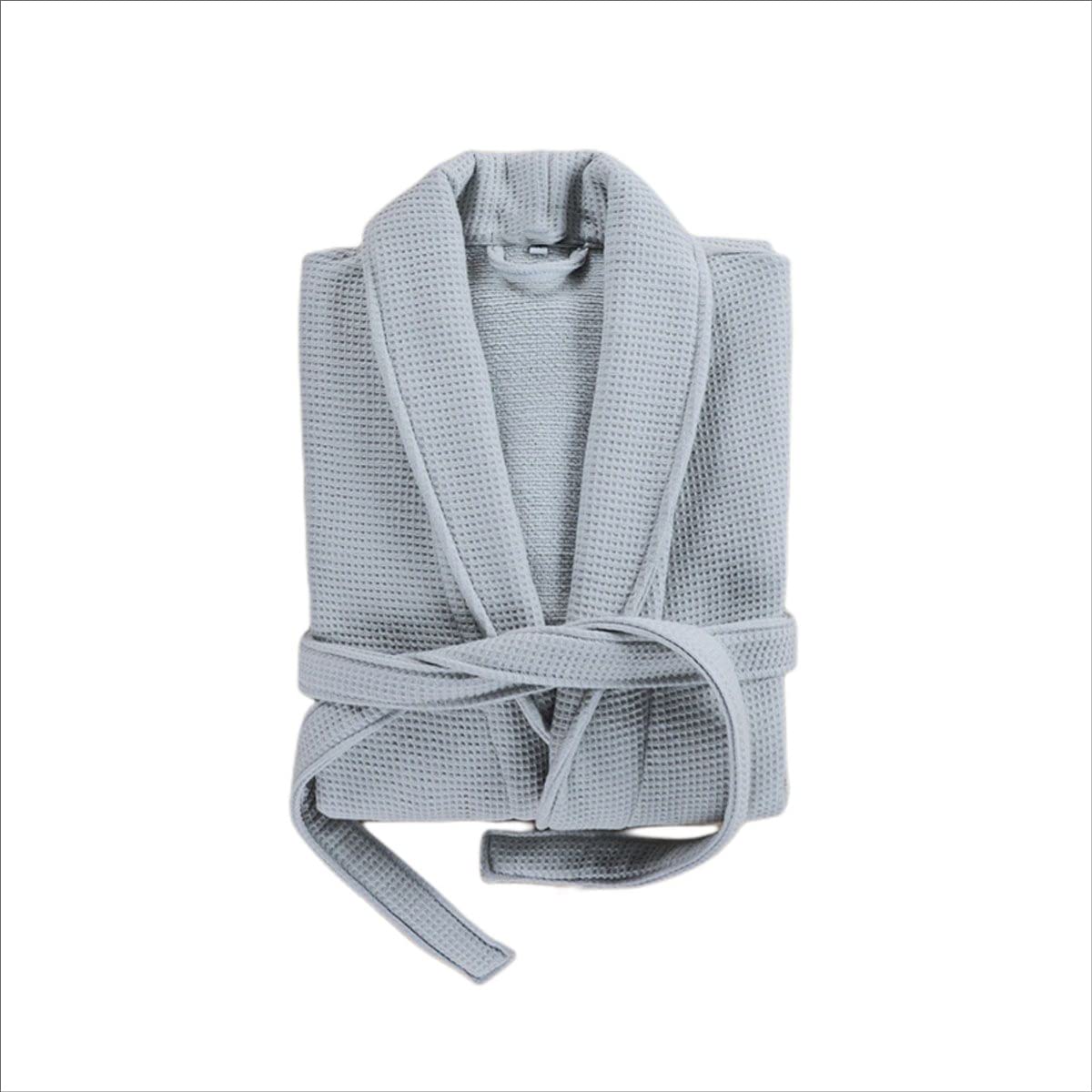 Accappatoio di Cotone da Uomo in Cotone, Vestaglia, Colletto Scialle, Asciugamano Unisex, Tutte Le Stagioni for la casa dell'hotel (Color : Silver, Size : XL)