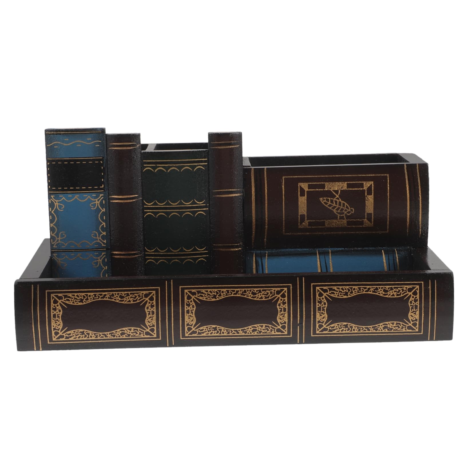 Portapenne da Scrivania in Legno Portapenne Stile Libro Retrò Organizer Adatto per Casa Ufficio Studio