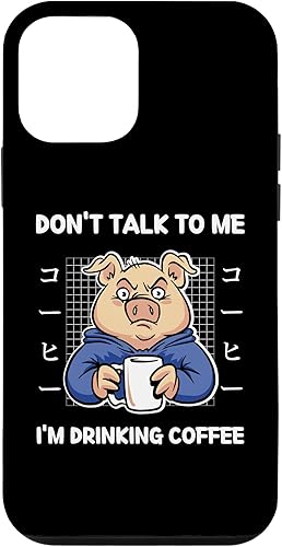 iPhone 12 mini Pig Don't Talk To Me I'm Drinking Coffee Japanese Style Case