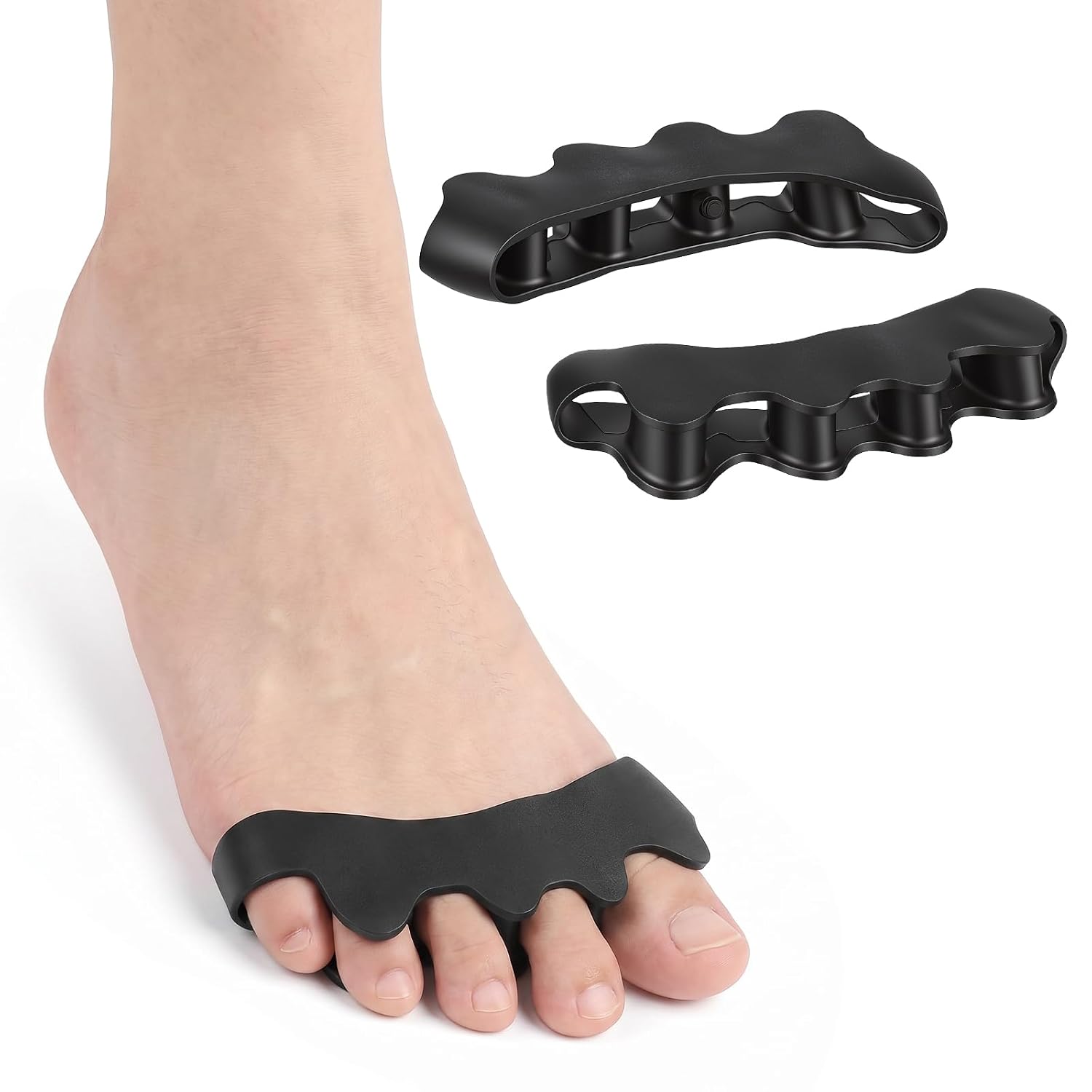 JJUNW 2Pcs Toe Spacers, Yoga Toes for Women, Silicone Toe Separators Tip Toed Walking Correction for Women Men, Toes Straighteners for Yoga Practice, Toeing Overlapping