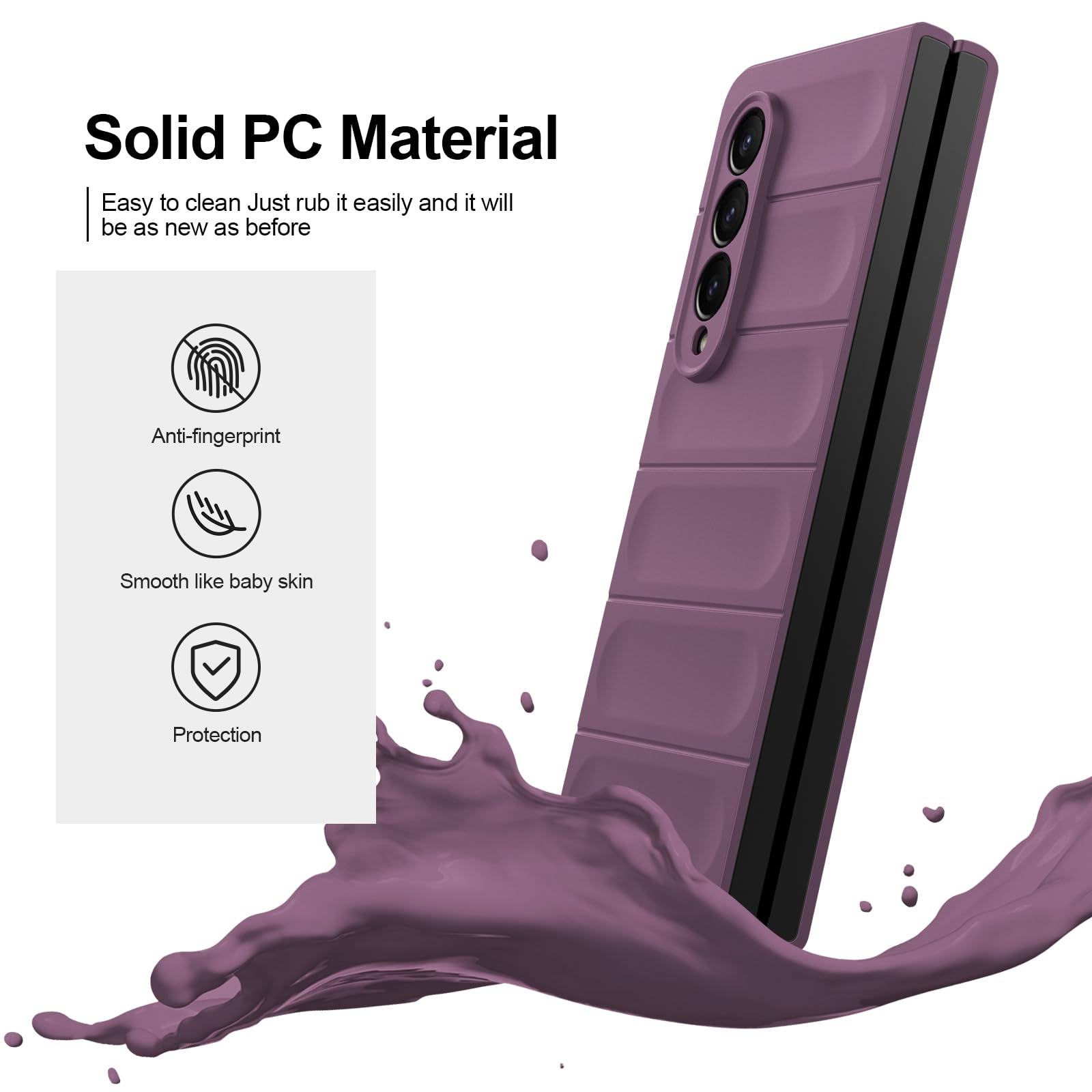 Case for Samsung Galaxy Z Fold 4, Hard PC Slim Fit Bumper Case, Anti-Scratch Shockproof Protective Phone Cover, Purple — view 8