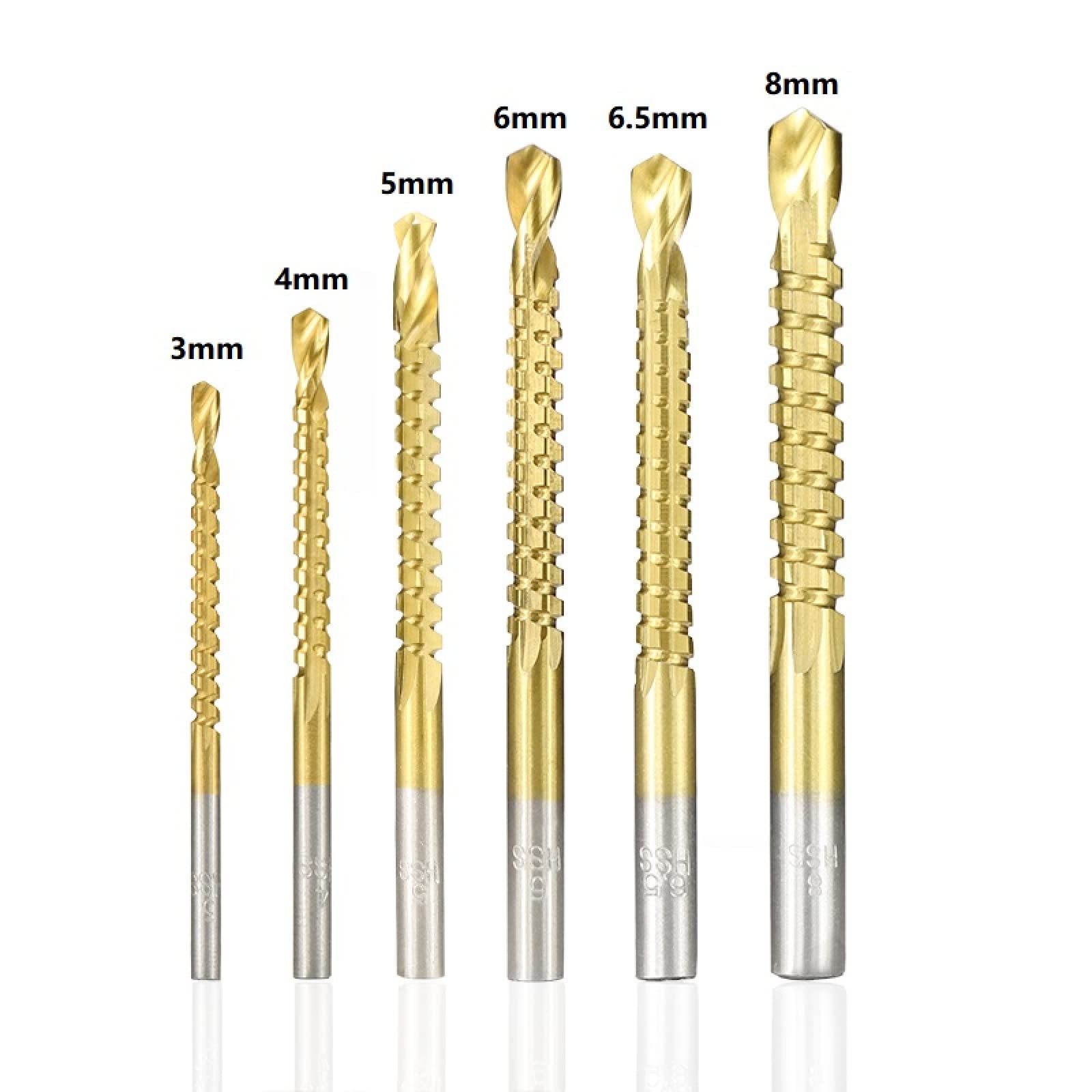 6pcs / Set Cobalt Foret Set 3-8mm Spirale Vis Métrique Composite Foret Robinet Twist Foret Set Métal Forets Outils À Main