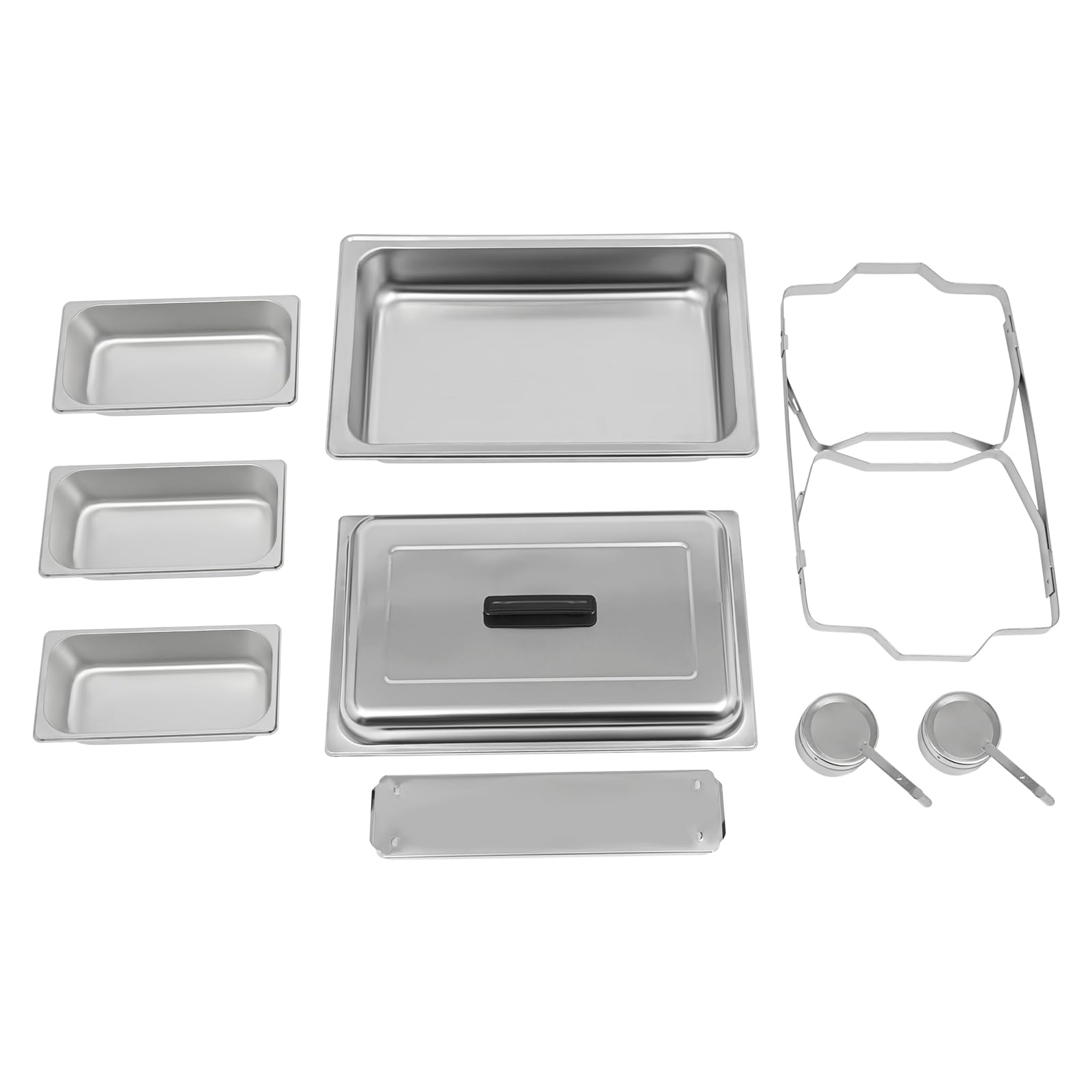 Chafing Dish - Calentador de alimentos de acero inoxidable de 5 litros con tapa, calentador de buffet, accesorio para catering, buffet y fiestas (3 recipientes de 1/3 GN)