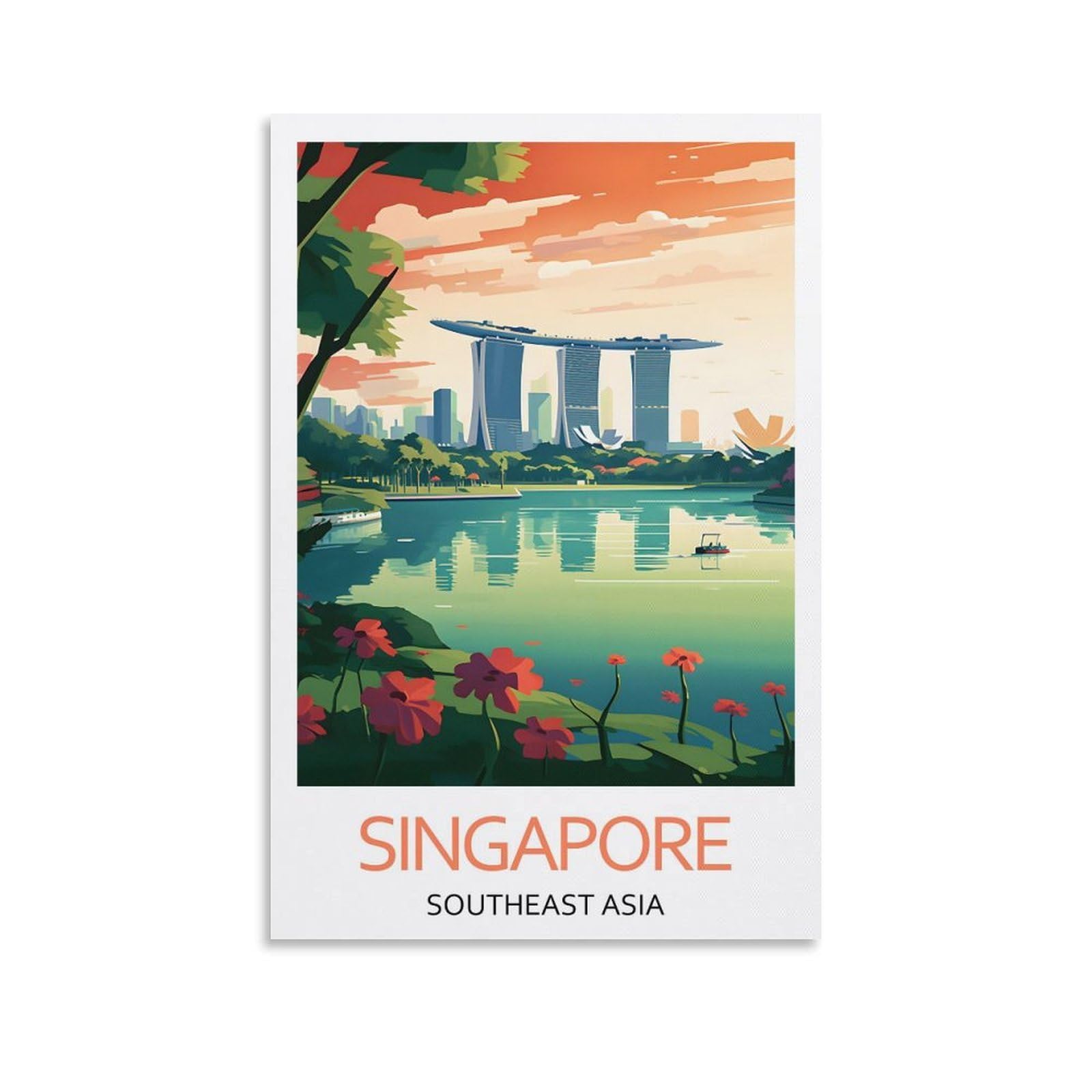 Yjneng Unframe-1 Canvas Art Picture Singapore Southeast Asia Wall Decor Art Painting Posters Modern Family Decorative Poster 12X18inch(30X45cm)