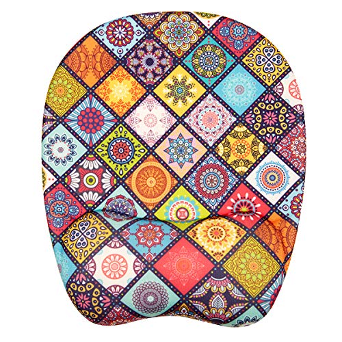 Ergonomic Mouse Pad, Memory Foam Mouse Pad with Wrist Rest Support, Gaming Mouse Pad with Lycra Cloth, Non-Slip PU Base Ergonomic Design for Laptop,Desktop Computer-CF