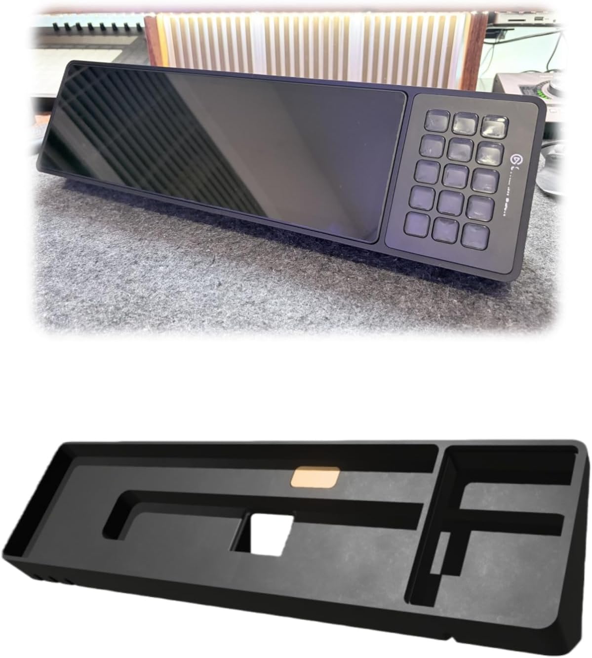 Dual Mount for Corsair Xeneon Edge & Elgato Stream Deck Mk.2 | All-in-One Organizer Stand with Cable Management Slots & Quick-Release Button | ABS Construction