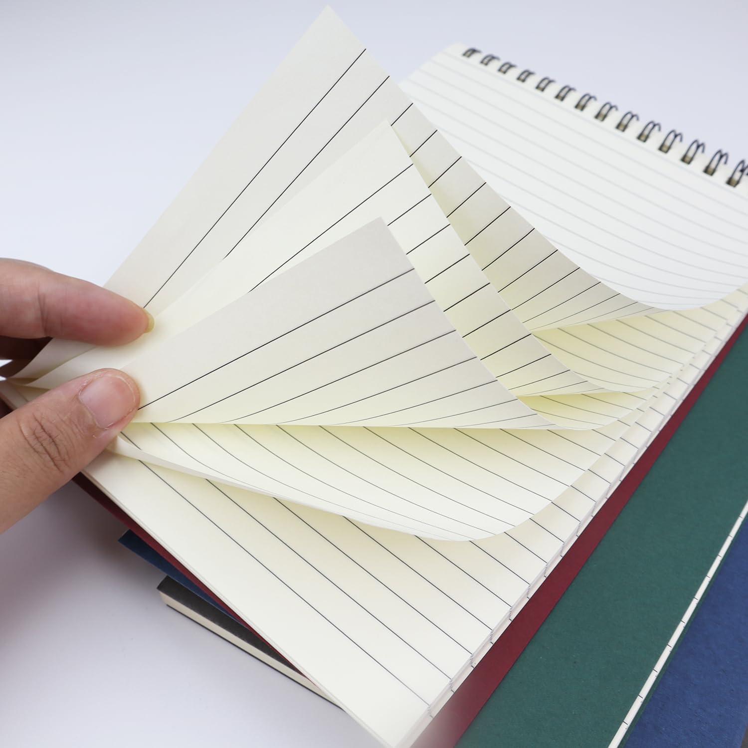 4 Pcs Top Bound Spiral Notebook,8.3 inch x 5.8 inch,60 Sheet,7mm College Ruled Paper,A5 Spiral Note Pads Memo Lined Notebook Journal for School and Office Supplies (4 Colors) image 4