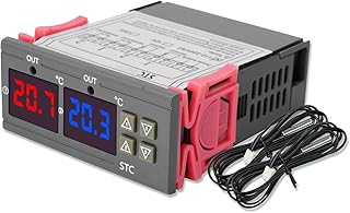 ARCELI STC-3008 AC 110V-220V Digitaler Temperatur Regler Thermostat, Temperaturregler mit doppelter NTC-Sondensonde Kühler Heizung für Tiere Heizmatte Inkubator