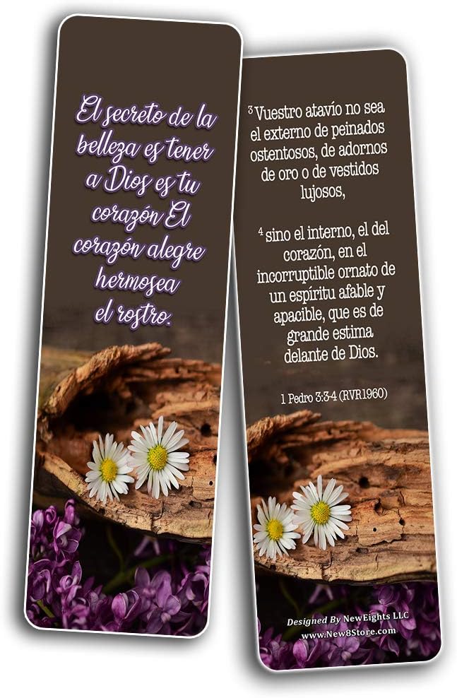 Spanish Devotional Bible Verses for Women Bookmarks (60 Pack) - Perfect Giveaways for Sunday School and Ministries Designed to Inspire Women