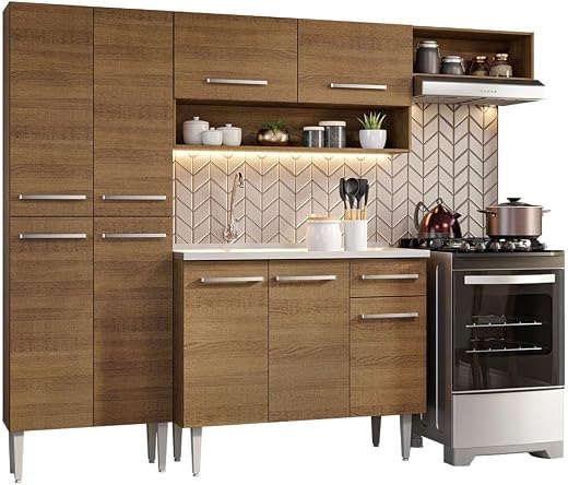 Madesa Compact Kitchen Set with Cabinets Ample Storage 229 Cm Wide with Multiple Compartments, 10 niches, 1 Drawers and PV...