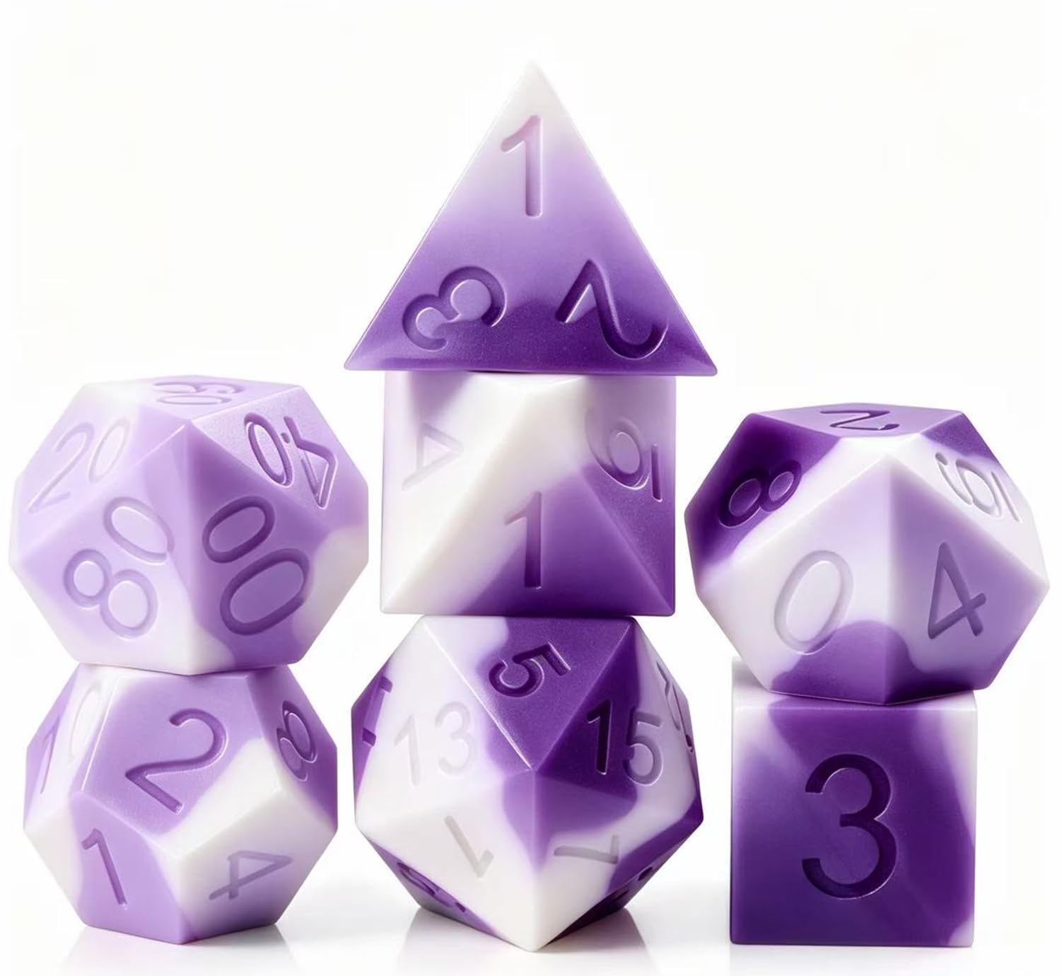 Lavender Scented Silicone Dice Set, DNDND 7PCS Soft Silicone DND Dice with Clear Display Case, Fragrance D&D RPG Dice Set for Tabletop Role Playing Games, Board Games and Dice Collectors — image 1