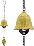 Japanese Leaf Wind Chimes, Small Wind Bell Pendent for Outside Hanging Cast Iron Wind Chime Ornament for Bless Garden Backyard Home Decor (Bronze)