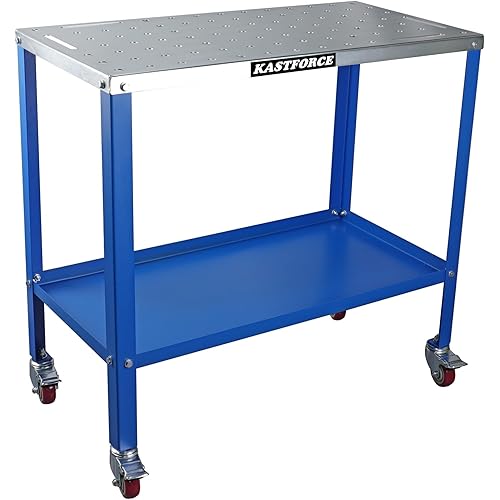 KF3017 Rust-Free 36”×18” Welding Table 1200 lbs Loading Capacity, Wedling Cart Universal Work Table with 5/8" Holes, Top Thickness up to 13Ga, Withstands Heat up to 1600 Fahrenheit