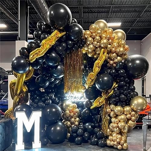 Image of 150pcs Metallic Gold Balloons Different Sizes Pack, 18 12 10 5 Inch Party Balloon Garland Arch Kit for Birthday Graduation Baby Shower Wedding Party Decorations (With 2 Ribbons)