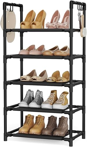 Miniatura 12 de Estante para zapatos de 7 niveles, organizador de almacenamiento de 18-20 pares de botas, estante de zapatos estrecho y resistente para entrada,