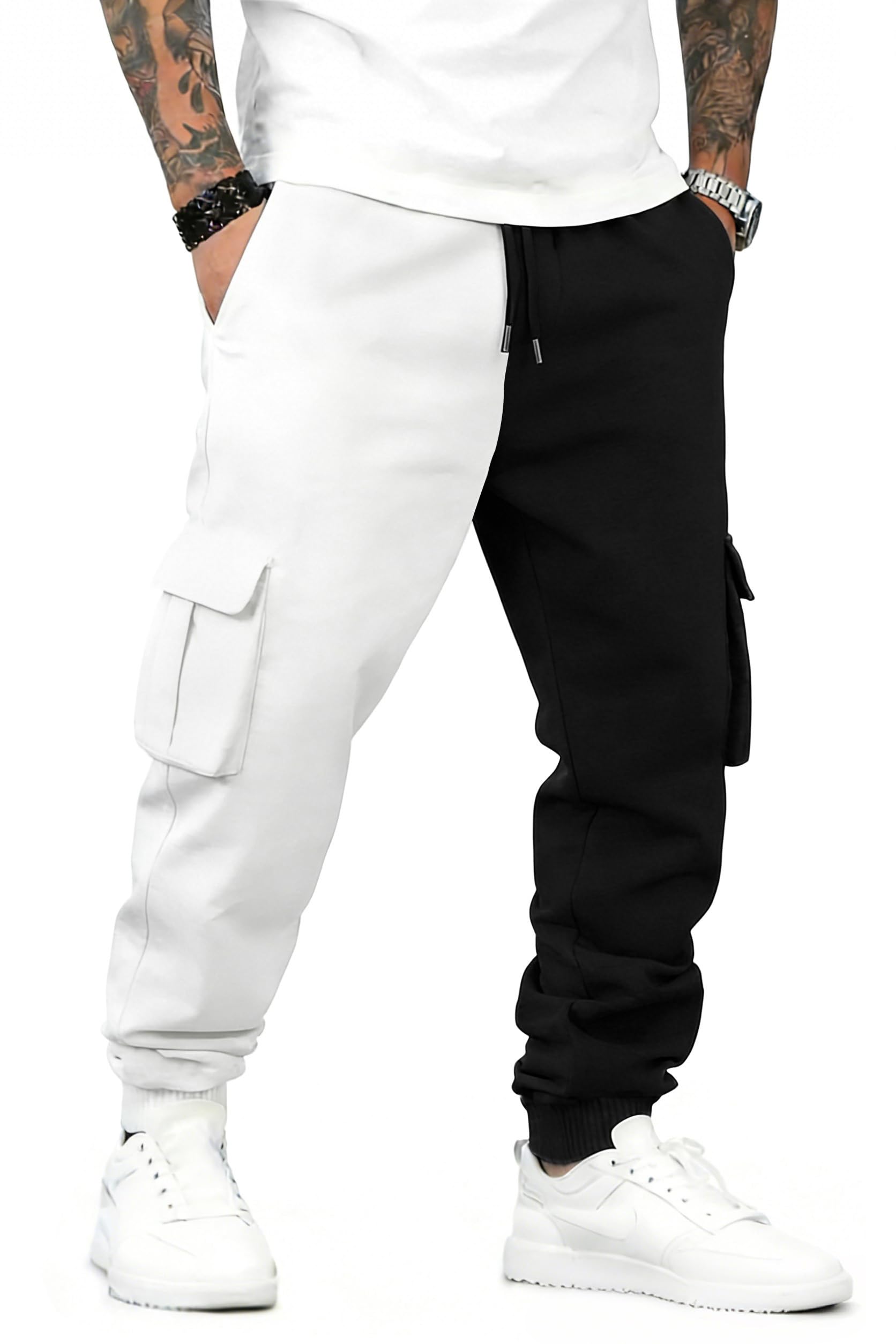Hello MrLin Jogginghose für Herren, lässig, Kordelzug, Baggy-Sweathose, Stretch-Taille, Fitnessstudio, Workout, Trainingshose für Herren, mit Tasche