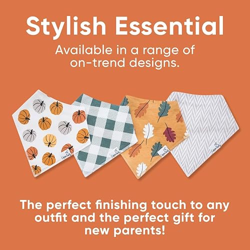 Miniatura 279 de Copper Pearl Paquete de 4 baberos de algodón suave para babeo y dentición, baberos absorbentes para bebés niñas y niños, ajustables para adaptarse a