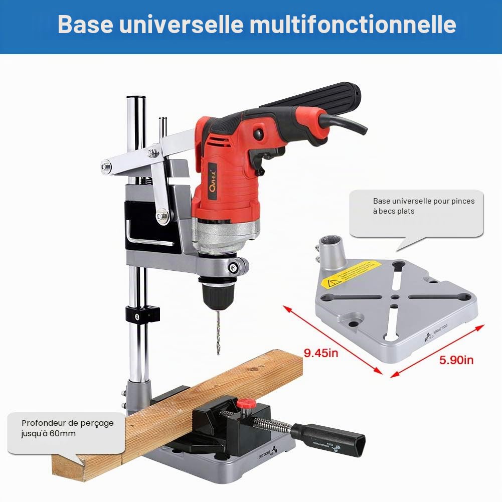 Perceuse à colonne rapide, pince d'établi universelle, support de perceuse réglable