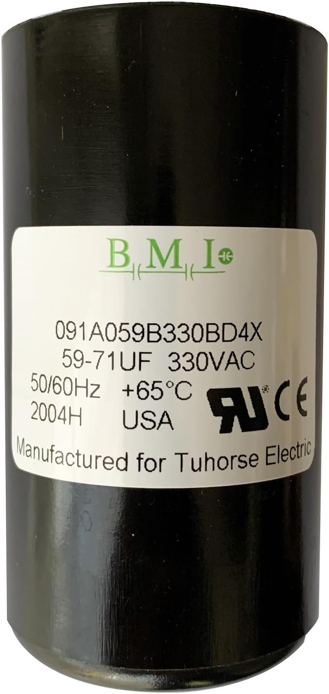 BMI 59-71 MFD (uF) Motor Start Capacitor, Compatible Replacement Part for U17-1423 and The Start Cap in TCB15M230. Made in USA for Tuhorse