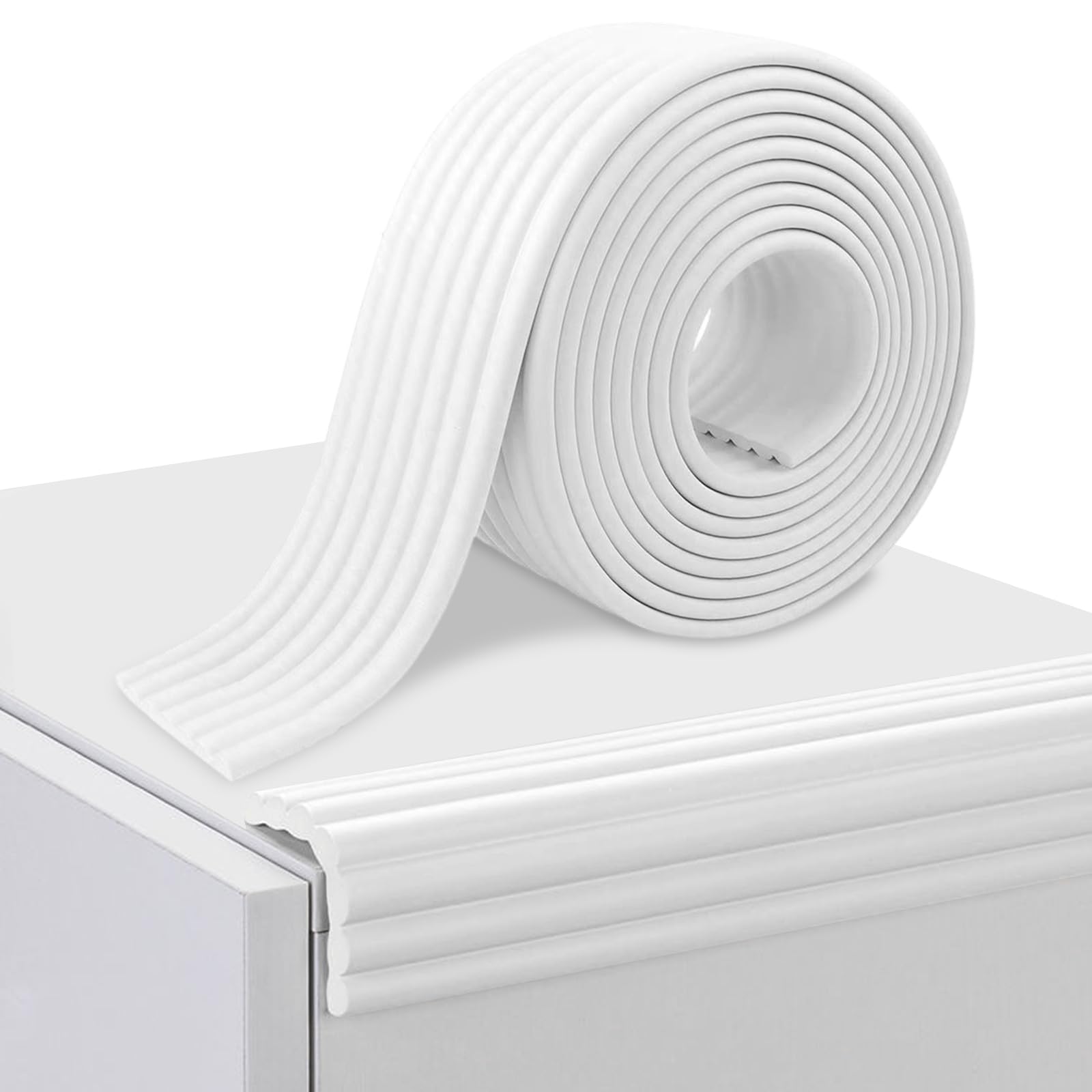 Protector de cantos para bebé, autoadhesivo, 5 m, suave protección para esquinas de bebé, de espuma, para muebles, cama, alféizar de ventana y escritorio (blanco)
