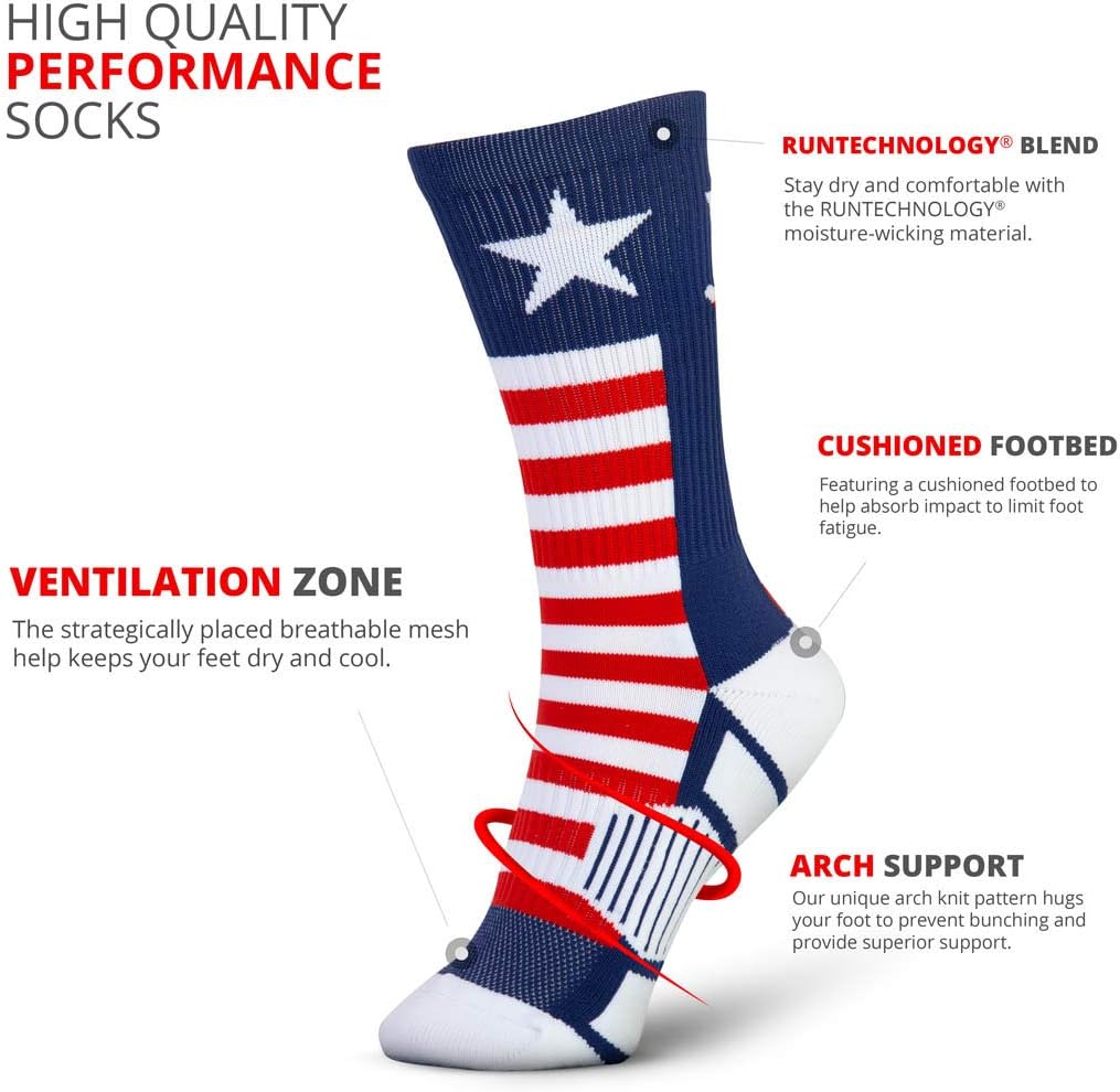 ChalkTalkSPORTS Hockey Performance Crew Socks - USA Patriotic - Youth & Adult - Red White & Blue - Hockey Mid-Calf Socks - Image 3