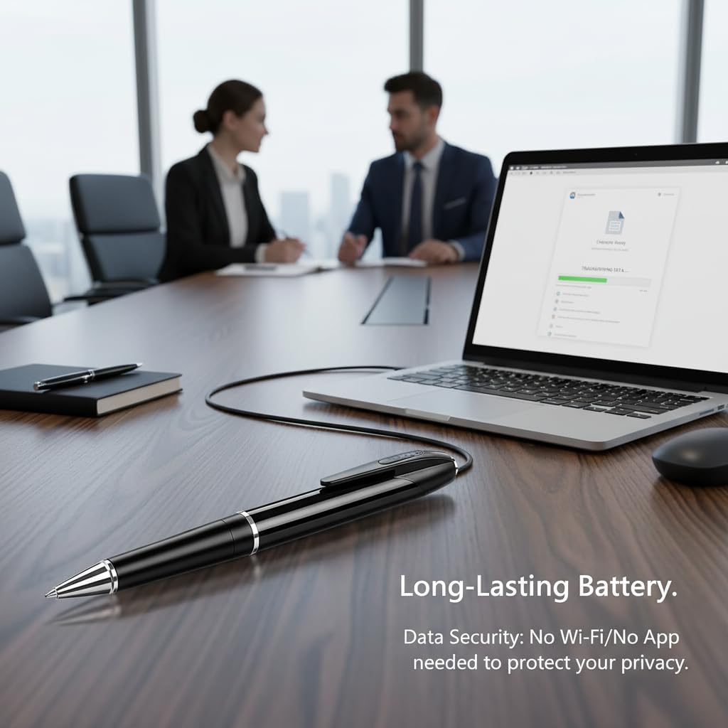 1080P HD Pen Camera – Discreet Body Cam for Home Security & Nanny Monitoring, Mini Camera for Business Meetings & Lectures, One-Click Recording, No WiFi (32GB SD Card)