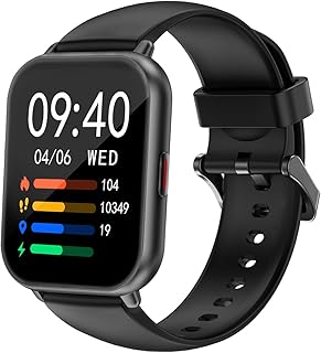RUIMEN スマートウォッチ iPhone アンドロイド対応 通話機能付き Smart Watch 歩数計 腕時計 着信＆メッセージ通知 懐中電灯 天気予報 音楽制御 100+種類運動モード 文字盤 IP68防水 長持ちバッテリー ストップウォッチ 目覚まし時計 長座注意 スマホ探す 日本語説明書 交換バンド付属