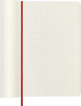 Moleskine Classic Notebook, Notebook With Squared Pages, Soft Cover and Elastic Closure, Scarlet Red, Large, 13 x 21 cm, 192 Pages