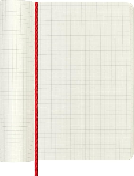 Moleskine Classic Notebook, Notebook With Squared Pages, Soft Cover and Elastic Closure, Scarlet Red, Large, 13 x 21 cm, 192 Pages