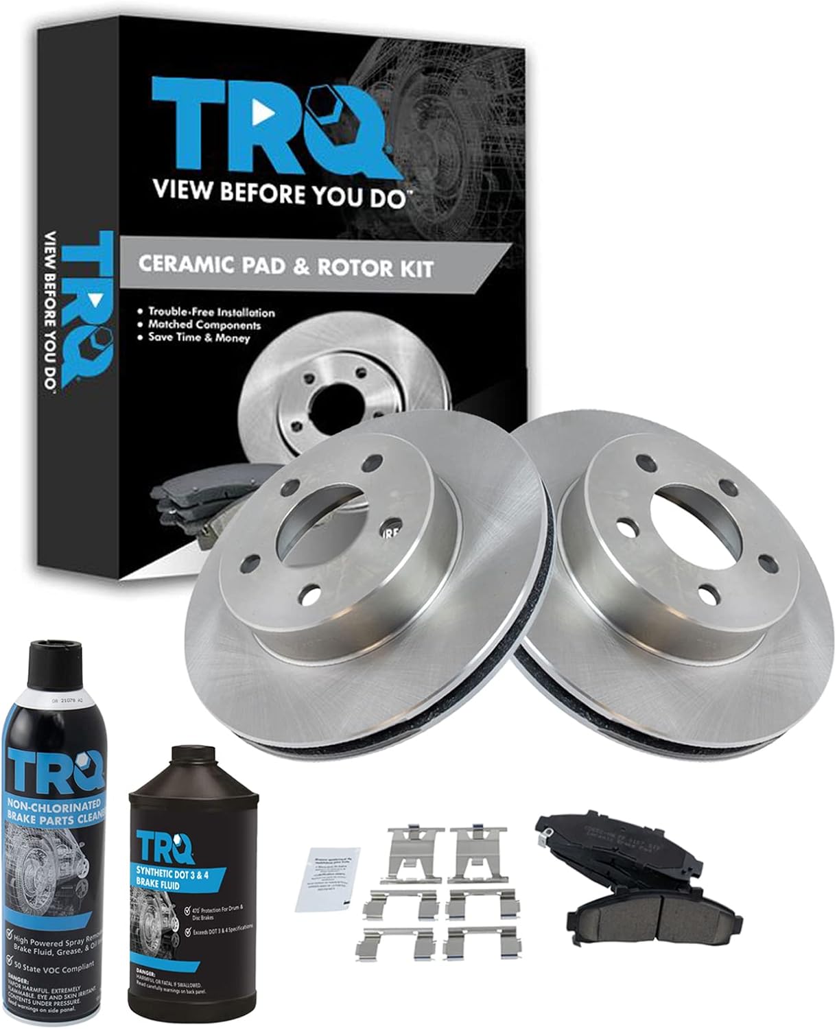 TRQ Front Brake Pad & Rotor Kit Brake Chemical Kit Brake Pads Brake Rotor Ceramic Compatible with 1995-2001 Ford Explorer 1998-2002 Ranger Mazda B4000 1998-2001 Mercury Mountaineer