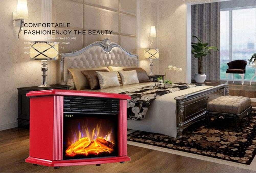 Electric Stove Heating with Wood Burner Flame Effect Vintage Decorated Fireplace with 3D Simulation Flame Household Mobile Small Fireplace Heater