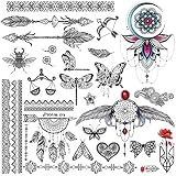 27 Patterns Garter Tribal Henna Temporary Tattoos For Women Girls, Waterproof Adult Tattoos Temporar
