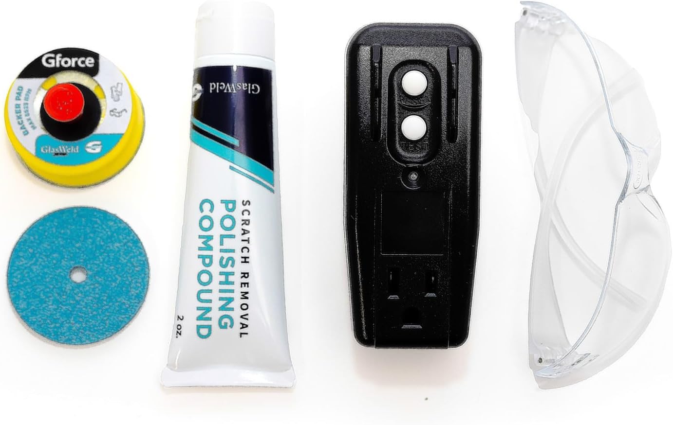 Glasweld Windshield Scratch Removal Gforce Max Essential Kit (120 Volt), ProCur Curing Light(pro Smart), Onyx Resin Combo