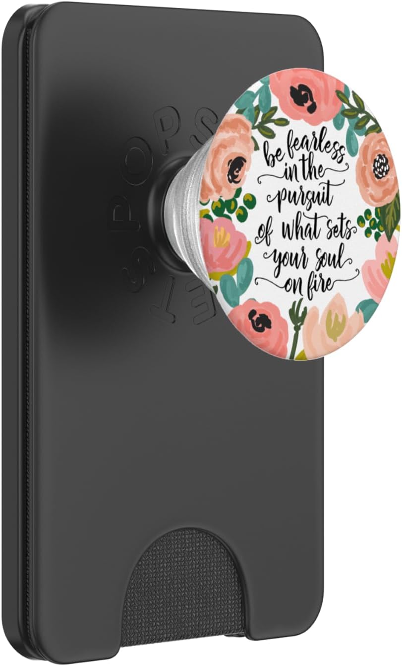 Be Fearless Inspiration Quote in Floral Pattern PACL178d PopSockets PopGrip: Swappable Grip for Phones & Tablets PopSockets PopWallet for MagSafe
