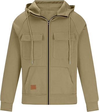 Tactical Hoodies for Men Fall Full Zip Pullover Casual Gym Workout Athletic Hooded Sweatshirts Field Training Outfits